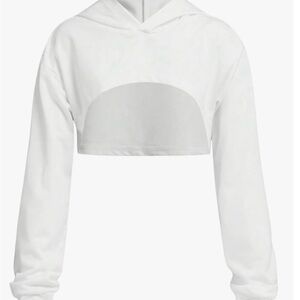 Women's White Hoodie Crop Top
